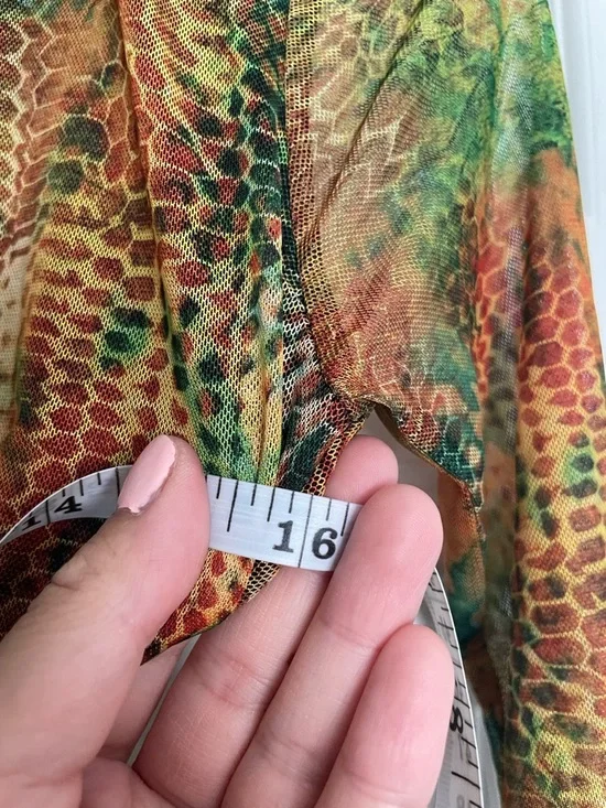 PrettyLittleThing Women’s Size 2 Green Brown Snake-Print Long Sleeve Mini Dress - Picture 7 of 10